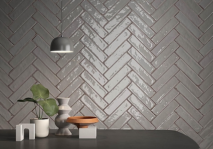 Background tile, Color grey, Style handmade, Ceramics, 7.5x30 cm, Finish glossy
