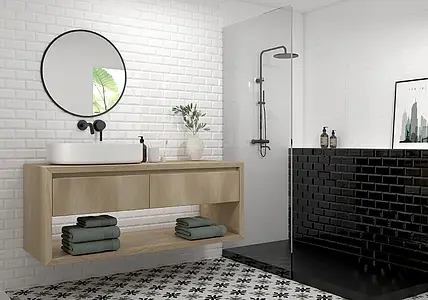 Background tile, Effect unicolor, Color black, Style metro, Ceramics, 7.5x30 cm, Finish glossy