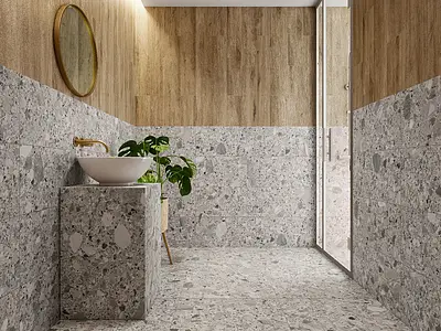 Background tile, Effect ceppo di gré, Color grey, Glazed porcelain stoneware, 30x60 cm, Finish matte