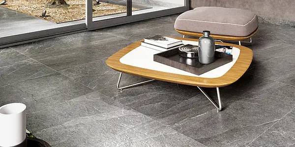 Azulejo base, Efecto otros tipos de piedra, Color negro, Gres porcelánico esmaltado, 60x120 cm, Acabado mate