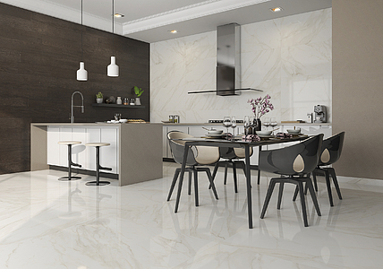 Background tile, Effect stone,other marbles,other stones, Color white, Glazed porcelain stoneware, 120x120 cm, Finish polished