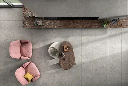 Background tile, Effect terrazzo,concrete, Color grey, Unglazed porcelain stoneware, 60x60 cm, Finish antislip