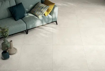 Background tile, Effect concrete, Color white, Unglazed porcelain stoneware, 90x90 cm, Finish antislip