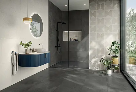 Background tile, Effect faux encaustic tiles, Color white, Unglazed porcelain stoneware, 60x120 cm, Finish antislip