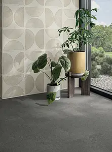 Background tile, Effect faux encaustic tiles, Color white, Unglazed porcelain stoneware, 60x120 cm, Finish antislip