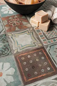 Dekorativt stykke, Effekt marokkanske fliser,beton, Farve med flere farver, Stil patchwork, Uglaseret porcelænsstentøj, 60x60 cm, Overflade skridsikker