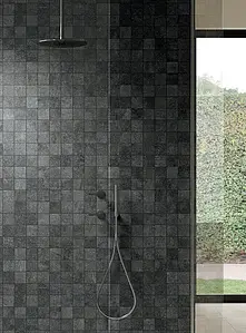 Effect stone, Color black, Mosaic tile, Unglazed porcelain stoneware, 30x30 cm, Finish antislip