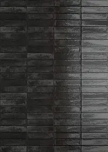 Azulejo base, Efecto monocolor, Color negro, Cerámica, 6x30 cm, Acabado brillo