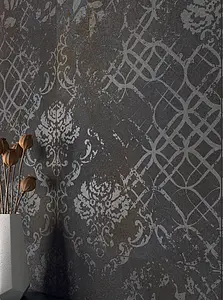 Koristelaatta, Teema metalli, Väri musta väri, Lasittamaton porcellanato, 50x100 cm, Pinta matta