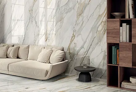 Carrelage, Effet autres types de marbre, Teinte beige, Grès cérame non-émaillé, 120x278 cm, Surface polie
