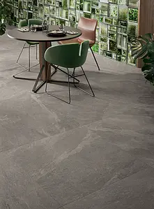 Background tile, Effect stone,slate, Color grey, Unglazed porcelain stoneware, 120x120 cm, Finish antislip
