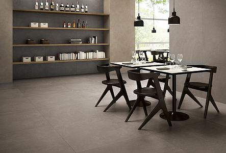 Background tile, Effect concrete, Color black, Unglazed porcelain stoneware, 100x300 cm, Finish matte