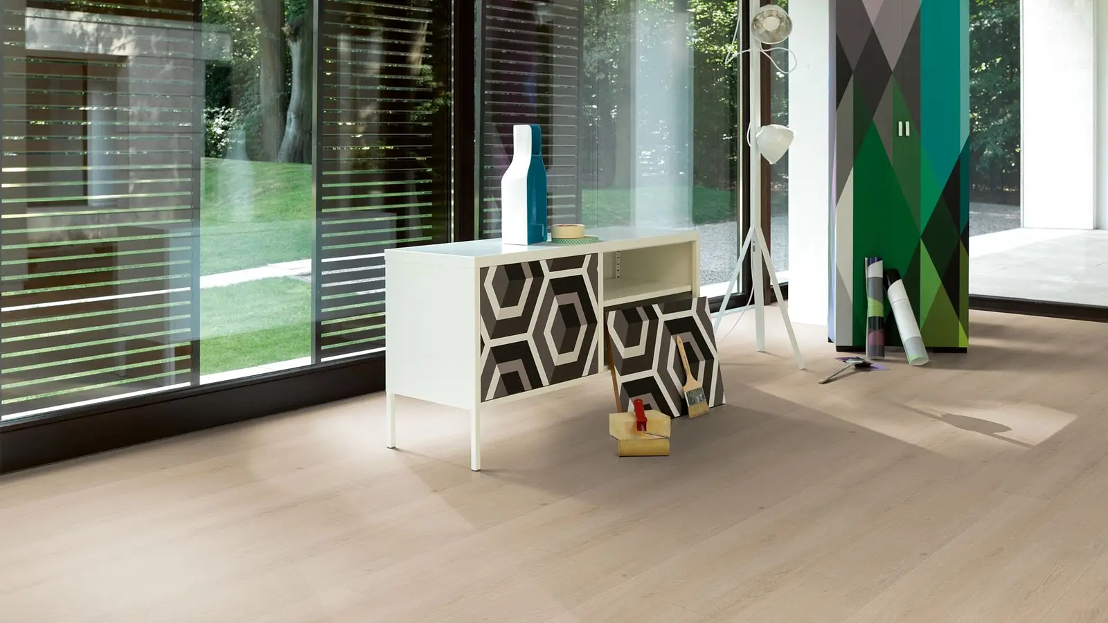 Background tile, Effect wood, Color beige, Vinyl, 22.5x120.9 cm, Finish antislip