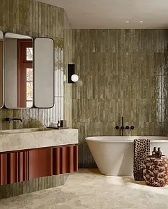 Background tile, Effect brick, Color brown, Glazed porcelain stoneware, 4.8x45 cm, Finish glossy