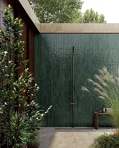 Background tile, Effect brick, Color green, Glazed porcelain stoneware, 4.8x45 cm, Finish glossy