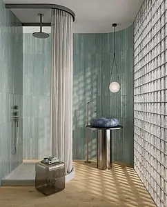 Background tile, Effect brick, Color green, Glazed porcelain stoneware, 4.8x45 cm, Finish glossy