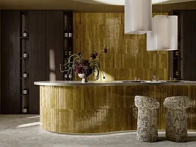 Background tile, Effect brick, Color brown, Glazed porcelain stoneware, 4.8x45 cm, Finish glossy
