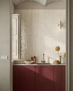 Background tile, Effect brick, Color white, Glazed porcelain stoneware, 4.8x45 cm, Finish glossy