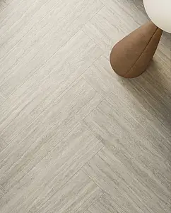 Grundflise, Effekt travertin, Farve grå, Glaseret porcelænsstentøj, 30x120 cm, Overflade skridsikker
