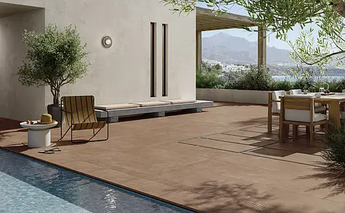 Background tile, Effect concrete, Color brown, Glazed porcelain stoneware, 60x120 cm, Finish antislip