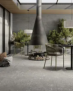Background tile, Effect terrazzo,concrete, Color grey, Glazed porcelain stoneware, 60x120 cm, Finish antislip