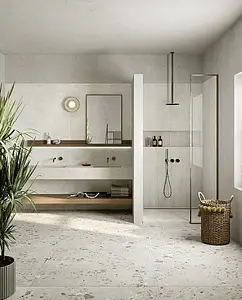 Background tile, Effect terrazzo,concrete, Color grey,white, Glazed porcelain stoneware, 60x120 cm, Finish antislip