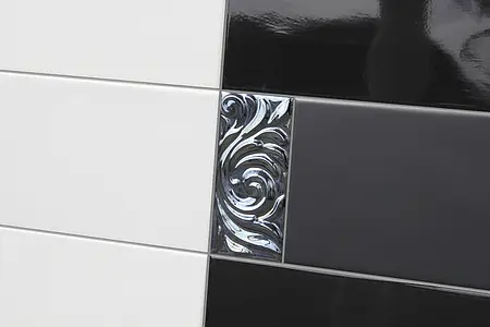 Azulejo base, Color negro, Cerámica, 20x50 cm, Acabado brillo