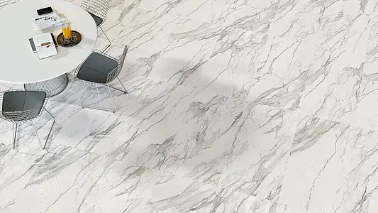 Carrelage, Effet autres types de marbre, Teinte grise,blanche, Grès cérame émaillé, 60x119.5 cm, Surface polie