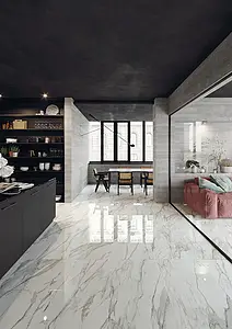 Piastrella di fondo, Effetto altri tipi di marmo, Colore grigio,bianco, Gres porcellanato smaltato, 60x119.5 cm, Superficie levigata