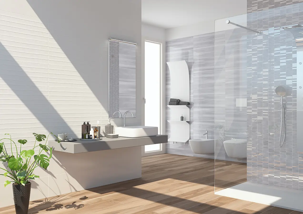 Mosaic tile, Effect metal, Color grey, Ceramics, 30x30 cm, Finish glossy