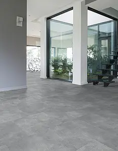 Grundflise, Effekt beton, Farve grå, PVC, 39.1x72.9 cm, Overflade skridsikker
