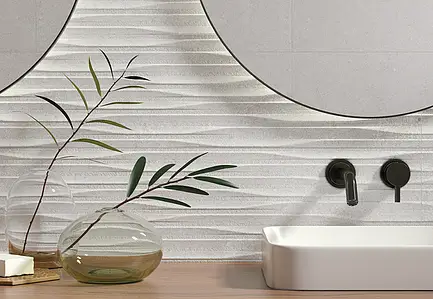 Background tile, Effect other stones, Color white, Ceramics, 33.3x100 cm, Finish matte