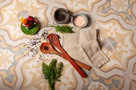 Background tile, Effect faux encaustic tiles, Color multicolor, Style designer, Glazed porcelain stoneware, 22.3x22.3 cm, Finish aged