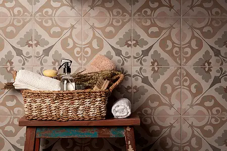 Background tile, Effect faux encaustic tiles, Color multicolor, Style designer, Glazed porcelain stoneware, 22.3x22.3 cm, Finish aged