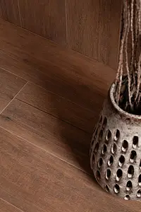 Background tile, Effect wood, Color brown, Style designer, Glazed porcelain stoneware, 19.5x121 cm, Finish antislip