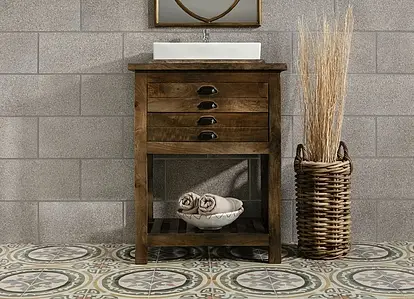 Grundflise, Farve grå,med flere farver, Stil designer, Glaseret porcelænsstentøj, 45x45 cm, Overflade med antiklook