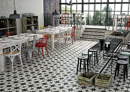 Background tile, Color black & white, Style designer, Ceramics, 45x45 cm, Finish matte