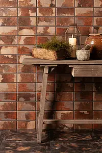 Background tile, Effect brick, Color grey,brown, Style designer, Glazed porcelain stoneware, 20x40 cm, Finish aged