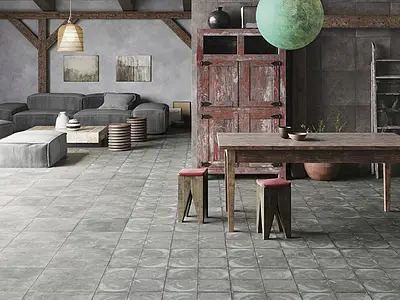 Bakgrundskakel, Textur betong, Färg grå, Stil designer, Glaserad granitkeramik, 45.2x45.2 cm, Yta matt