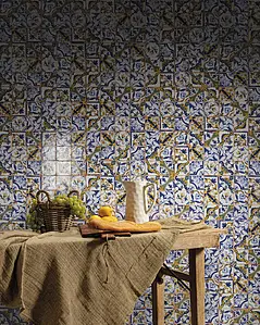 Grundflise, Farve med flere farver, Stil patchwork,håndlavet,designer, Glaseret porcelænsstentøj, 33x33 cm, Overflade halvblank