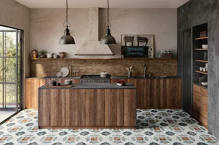 Background tile, Effect faux encaustic tiles, Color multicolor,sky blue, Ceramics, 45x45 cm, Finish matte