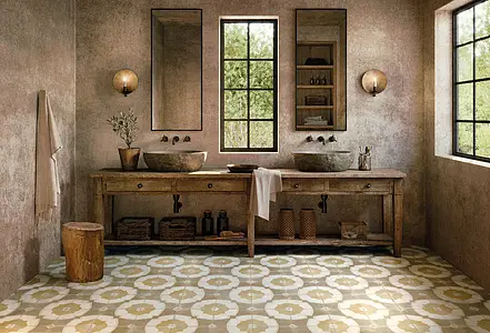Background tile, Effect faux encaustic tiles, Color beige,brown, Ceramics, 45x45 cm, Finish matte