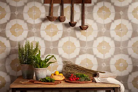 Background tile, Effect faux encaustic tiles, Color beige,brown, Ceramics, 45x45 cm, Finish matte