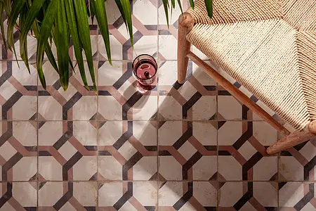 Background tile, Effect faux encaustic tiles, Color white,multicolor, Ceramics, 45x45 cm, Finish matte
