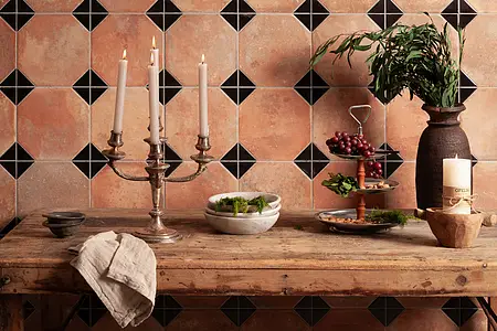 Background tile, Effect terracotta, Color black,brown, Style designer, Glazed porcelain stoneware, 45.2x45.2 cm, Finish antislip