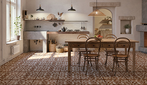 Grundflise, Effekt marokkanske fliser, Farve brun, Stil designer, Glaseret porcelænsstentøj, 45x45 cm, Overflade mat