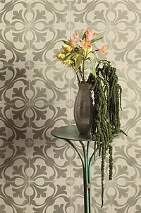 Background tile, Effect faux encaustic tiles, Color green, Style designer, Glazed porcelain stoneware, 45x45 cm, Finish matte