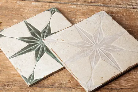 Background tile, Color green,beige, Style designer, Glazed porcelain stoneware, 22.3x22.3 cm, Finish matte