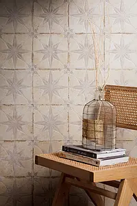 Background tile, Color beige,white, Style designer, Glazed porcelain stoneware, 22.3x22.3 cm, Finish matte