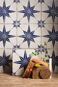 Background tile, Color navy blue,beige, Style designer, Glazed porcelain stoneware, 22.3x22.3 cm, Finish matte